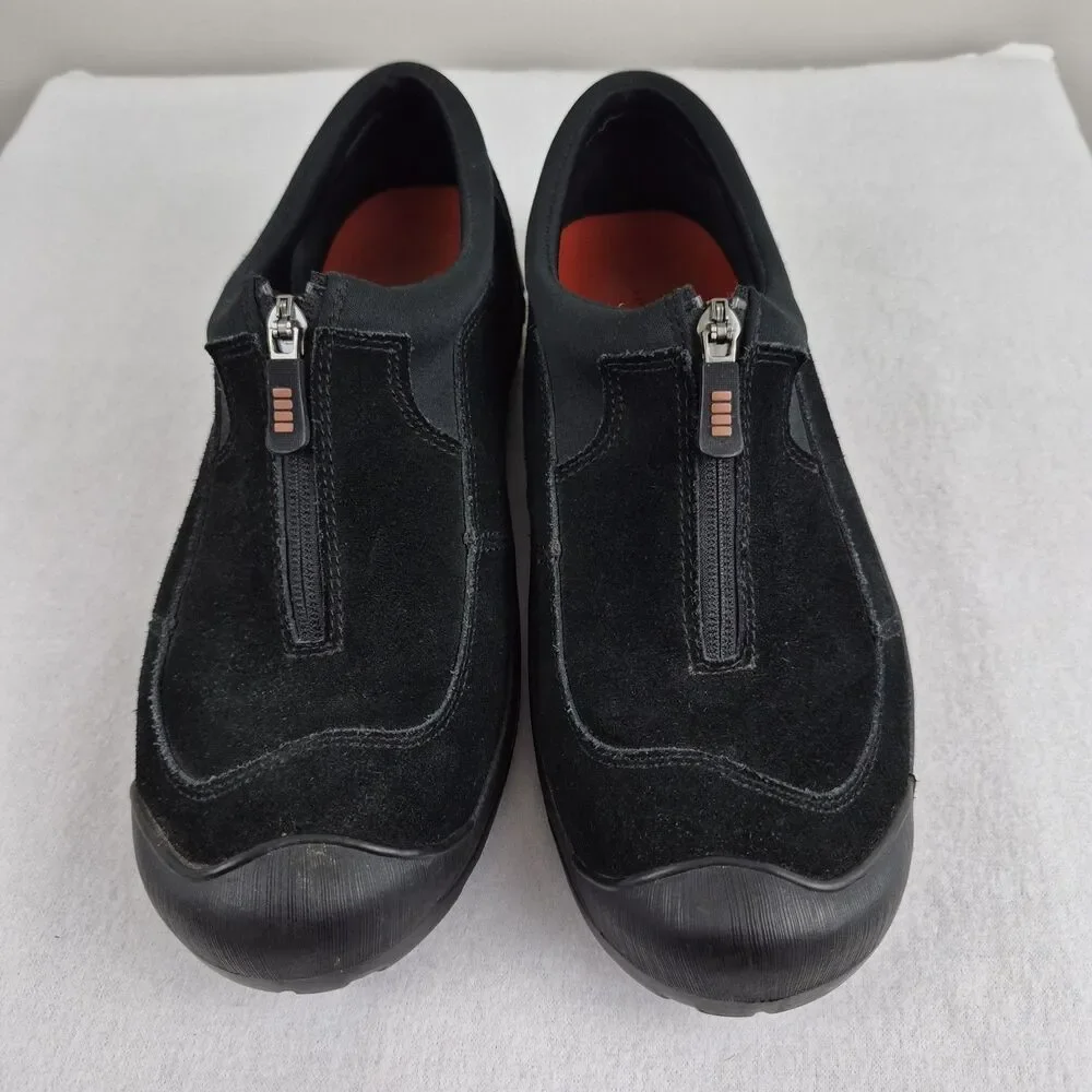 LANDS END Black Suede Leather Hiking Walking Trail Shoes Womens Sz 9 Slip On